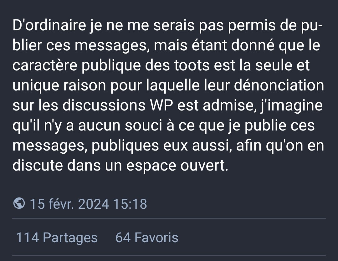 Capture du threat de Belore, avec 114 retoots 