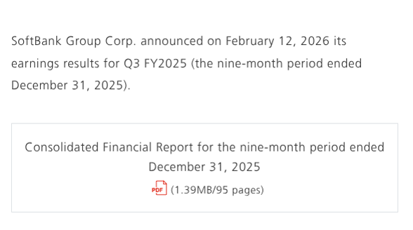Capture d'écran du site de SoftBank qui dit montre un lien vers un PDF contenant les résultats avec écrit en légende "1,39MB, 95 pages"