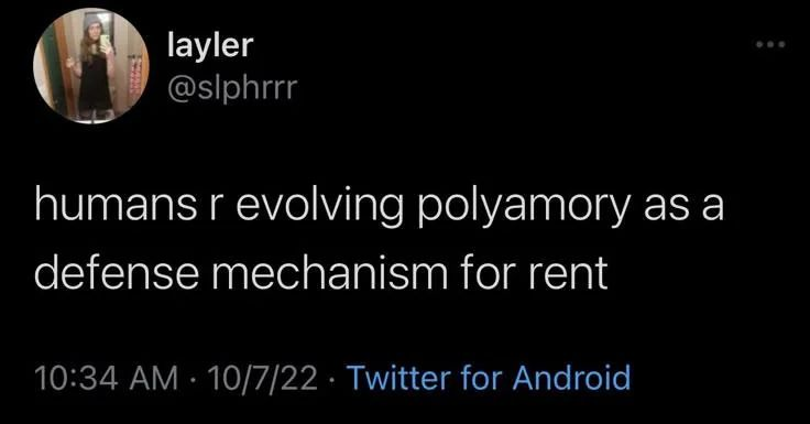 humans r evolving polyamory as a defense mechanism for rent